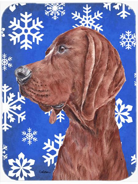 Redbone Coonhound Winter Snowflakes Glass Cutting Board Large Size SC9779LCB by Caroline&#39;s Treasures