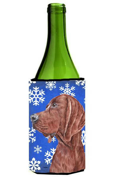 Redbone Coonhound Winter Snowflakes Wine Bottle Beverage Insulator Hugger SC9779LITERK by Caroline&#39;s Treasures