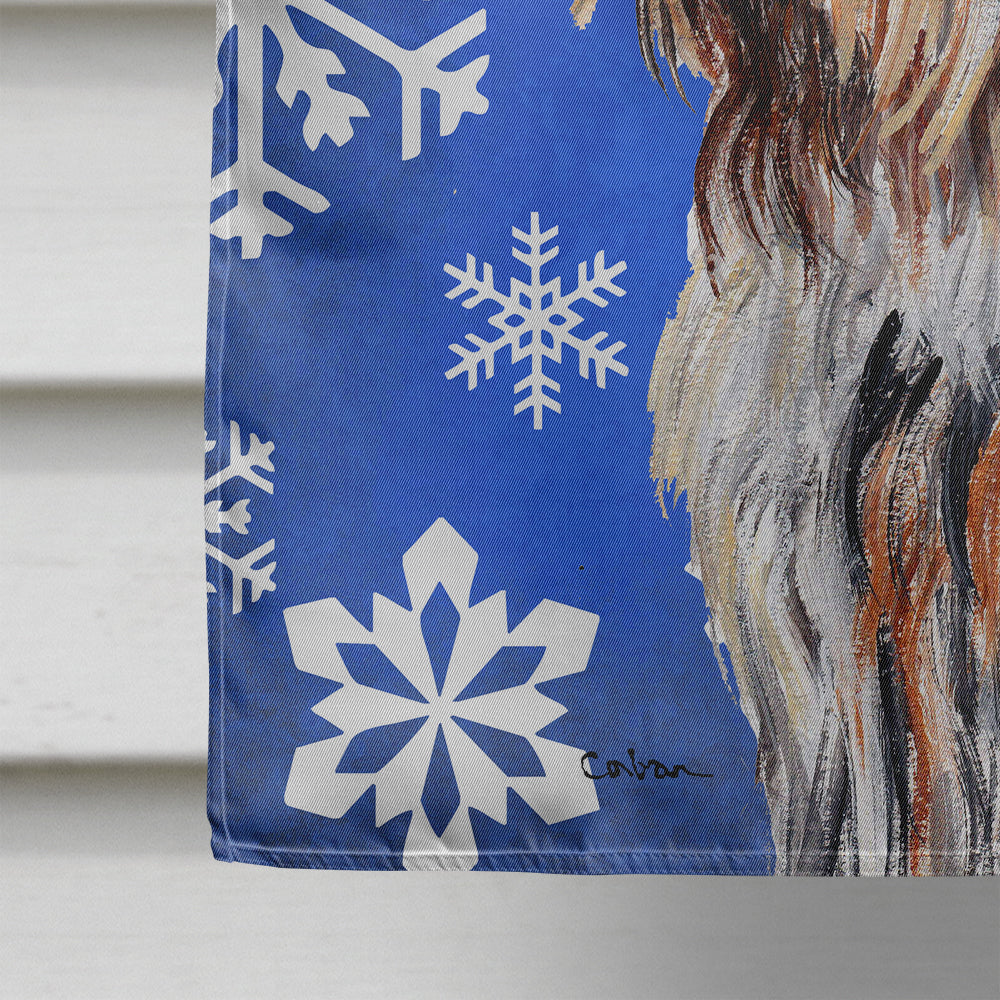 Otterhound Winter Snowflakes Flag Canvas House Size SC9780CHF  the-store.com.
