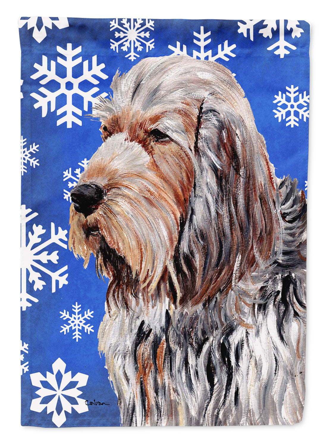 Otterhound Winter Snowflakes Flag Canvas House Size SC9780CHF  the-store.com.