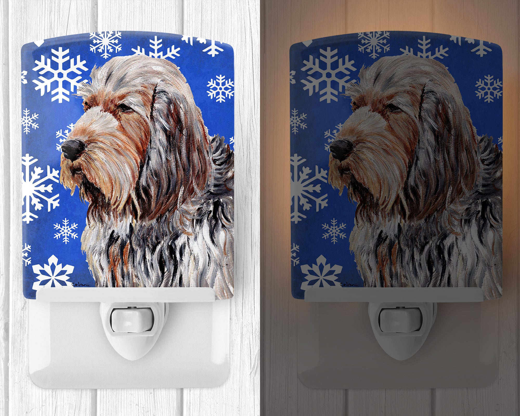 Otterhound Winter Snowflakes Ceramic Night Light SC9780CNL - the-store.com