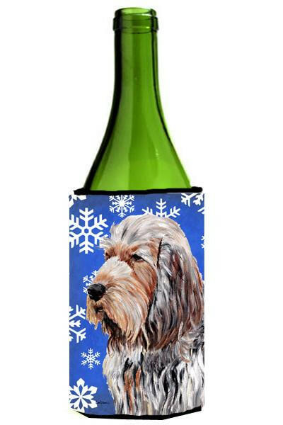 Otterhound Winter Snowflakes Wine Bottle Beverage Insulator Hugger SC9780LITERK by Caroline&#39;s Treasures
