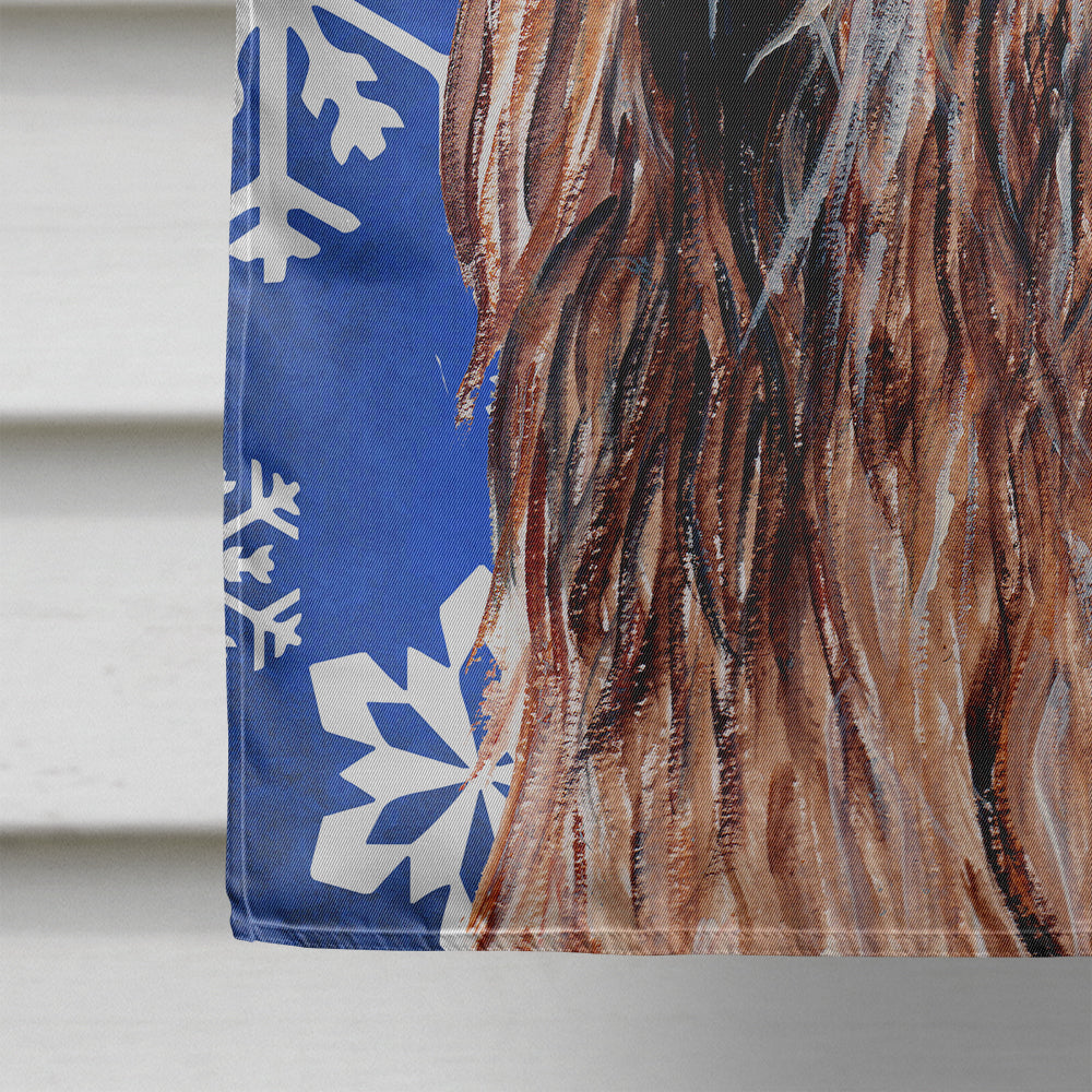 Otterhound Winter Snowflakes Flag Canvas House Size SC9781CHF  the-store.com.