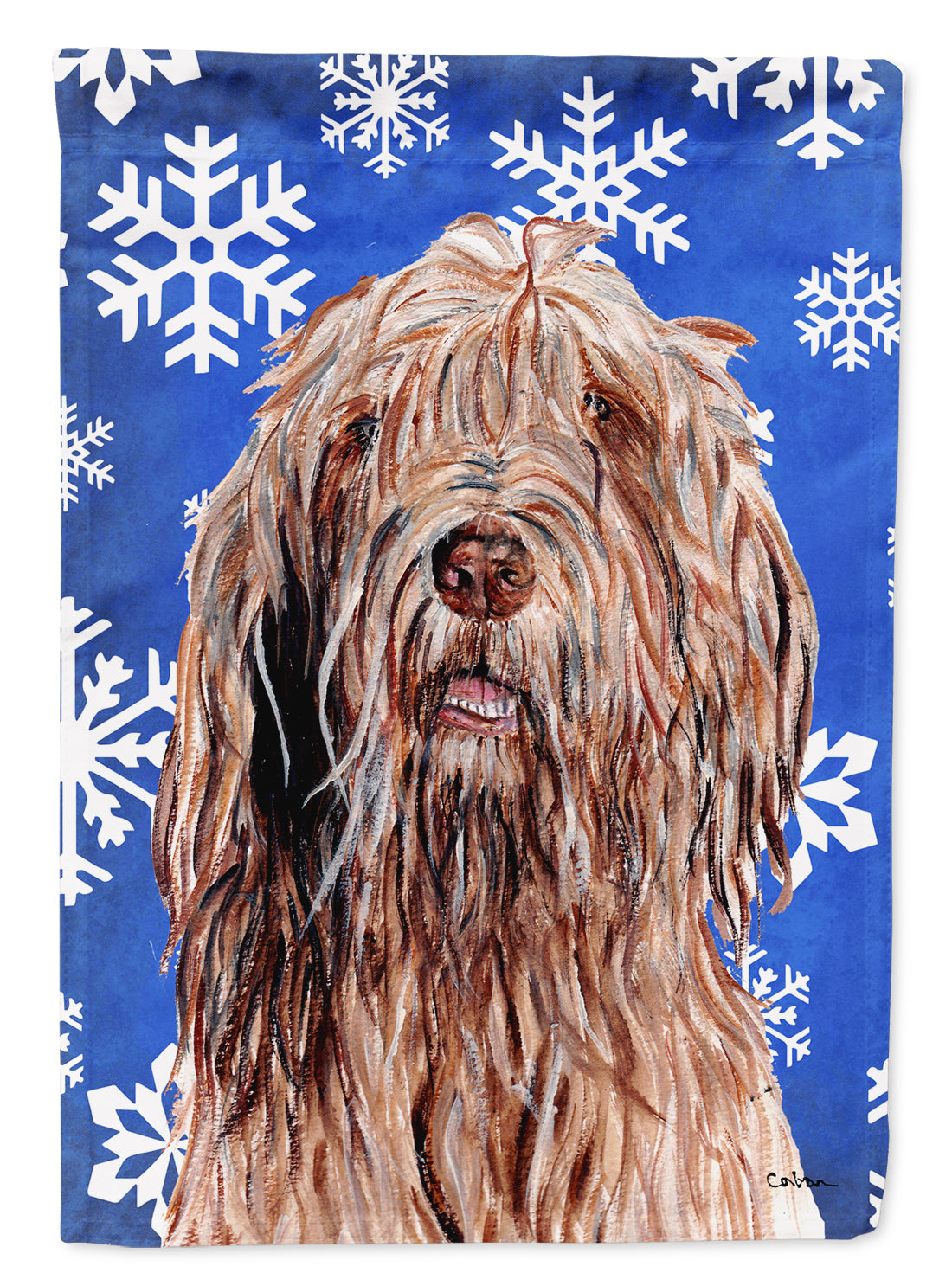 Otterhound Winter Snowflakes Flag Canvas House Size SC9781CHF  the-store.com.