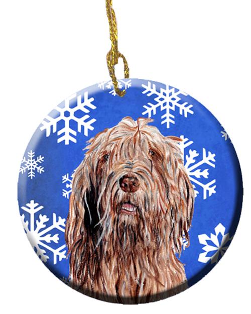 Otterhound Winter Snowflakes Ceramic Ornament SC9781CO1 by Caroline&#39;s Treasures