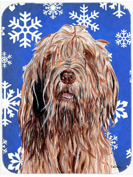 Otterhound Winter Snowflakes Glass Cutting Board Large Size SC9781LCB by Caroline&#39;s Treasures