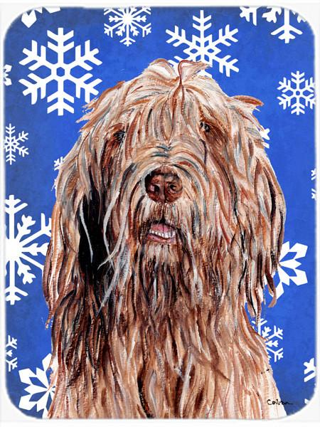 Otterhound Winter Snowflakes Glass Cutting Board Large Size SC9781LCB by Caroline's Treasures