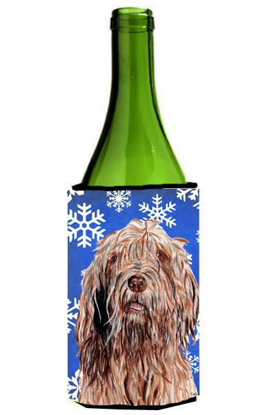 Otterhound Winter Snowflakes Wine Bottle Beverage Insulator Hugger SC9781LITERK by Caroline&#39;s Treasures