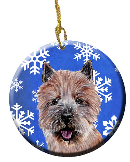 Norwich Terrier Winter Snowflakes Ceramic Ornament SC9782CO1 by Caroline&#39;s Treasures