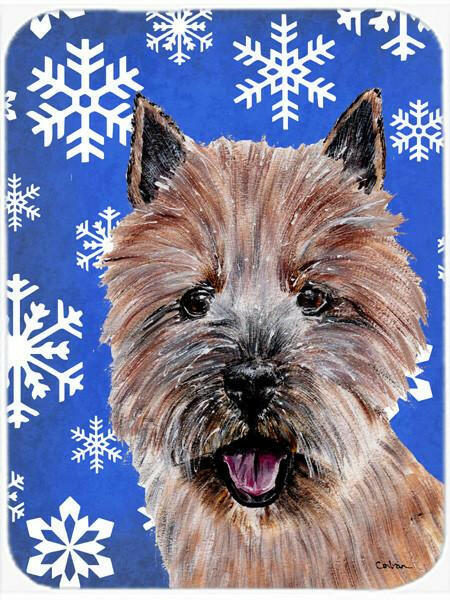 Norwich Terrier Winter Snowflakes Glass Cutting Board Large Size SC9782LCB by Caroline&#39;s Treasures