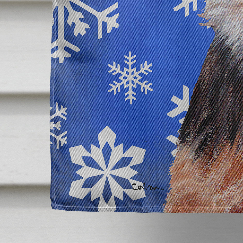 Norfolk Terrier Puppy Winter Snowflakes Flag Canvas House Size SC9783CHF