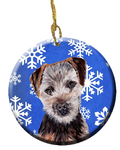 Norfolk Terrier Puppy Winter Snowflakes Ceramic Ornament SC9783CO1 by Caroline&#39;s Treasures