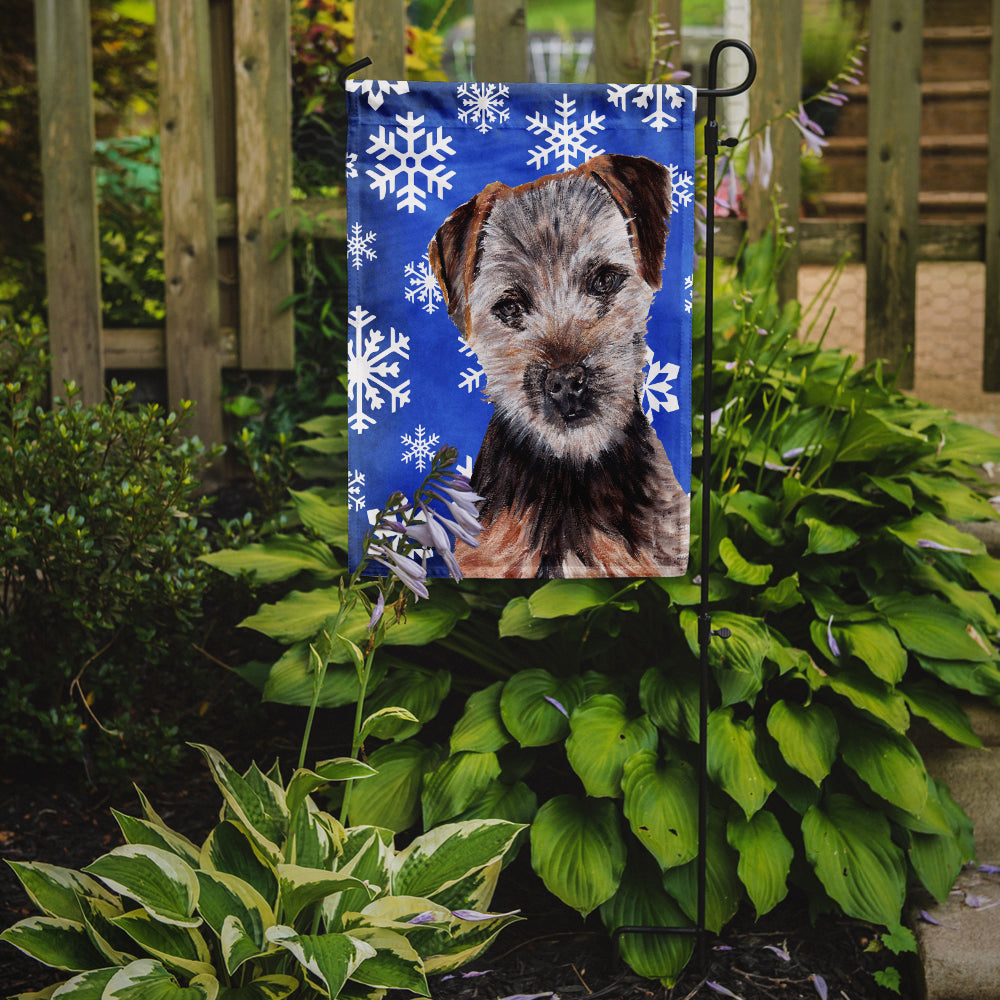 Norfolk Terrier Puppy Winter Snowflakes Flag Garden Size SC9783GF  the-store.com.