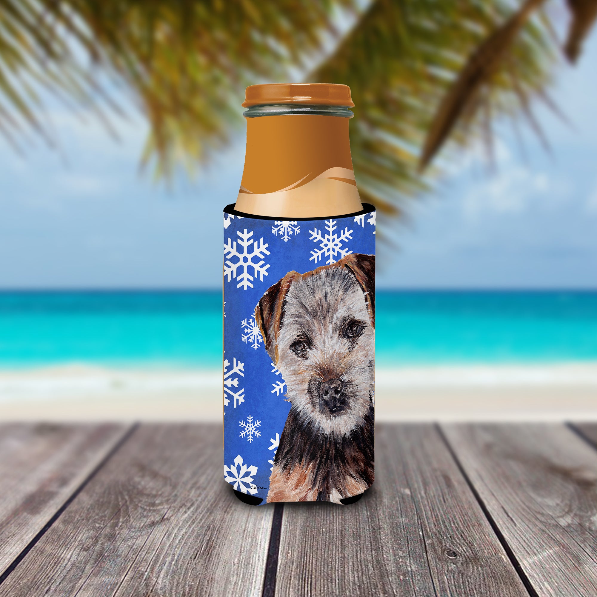 Norfolk Terrier Puppy Winter Snowflakes Ultra Beverage Insulators for slim cans SC9783MUK.