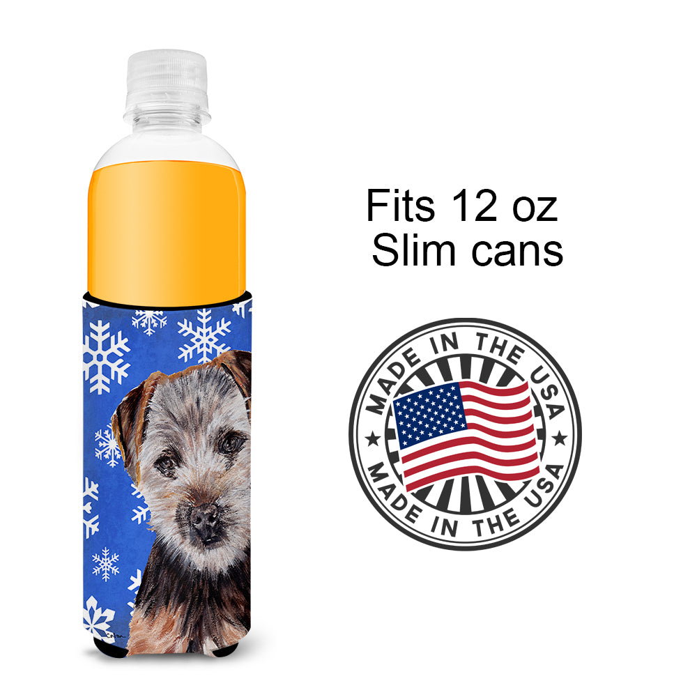Norfolk Terrier Puppy Winter Snowflakes Ultra Beverage Insulators for slim cans SC9783MUK.