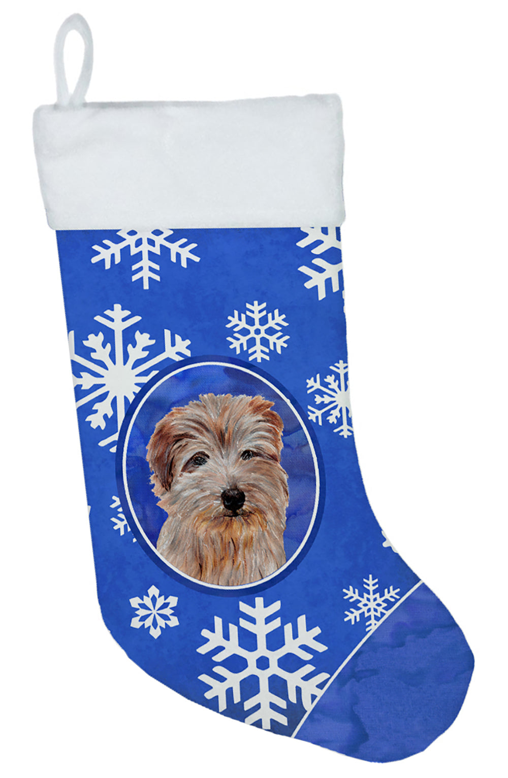 Norfolk Terrier Winter Snowflakes Christmas Stocking SC9784-CS