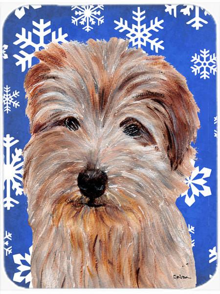 Norfolk Terrier Winter Snowflakes Glass Cutting Board Large Size SC9784LCB by Caroline's Treasures
