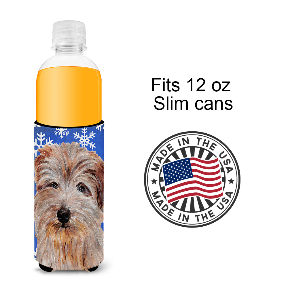 Norfolk Terrier Winter Snowflakes Ultra Beverage Insulators for slim cans SC9784MUK.