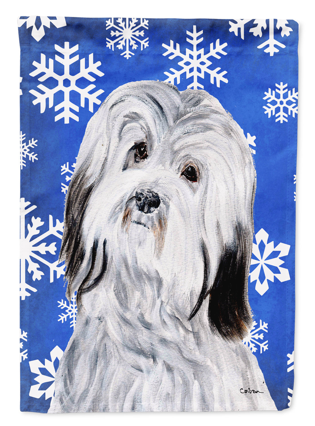 Havanese Winter Snowflakes Flag Canvas House Size SC9785CHF