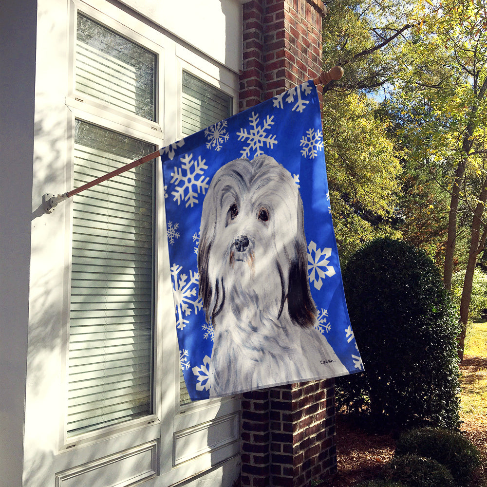 Havanese Winter Snowflakes Flag Canvas House Size SC9785CHF  the-store.com.