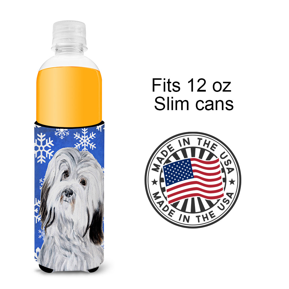 Havanese Winter Snowflakes Ultra Beverage Insulators for slim cans SC9785MUK.
