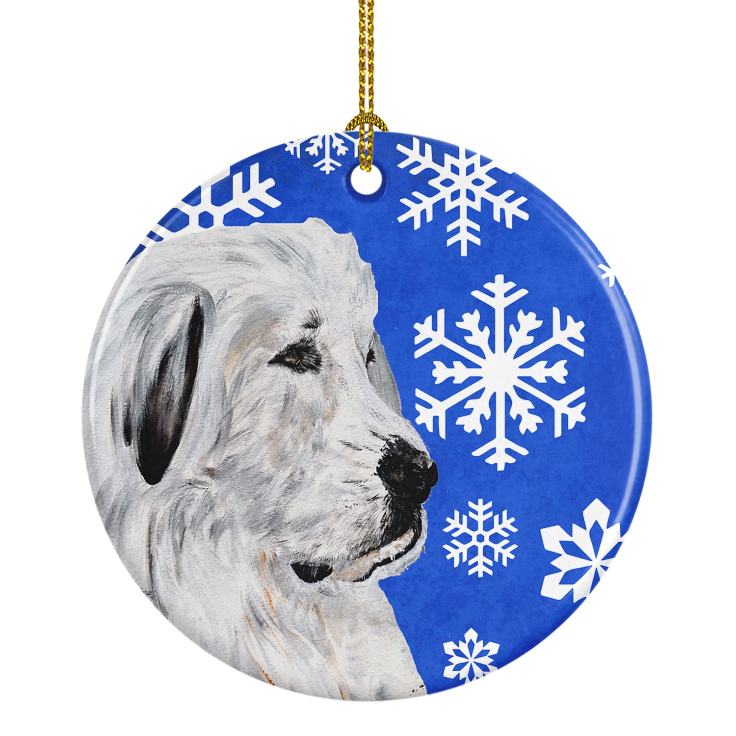 Great Pyrenees Winter Snowflakes Ceramic Ornament SC9786CO1 - the-store.com