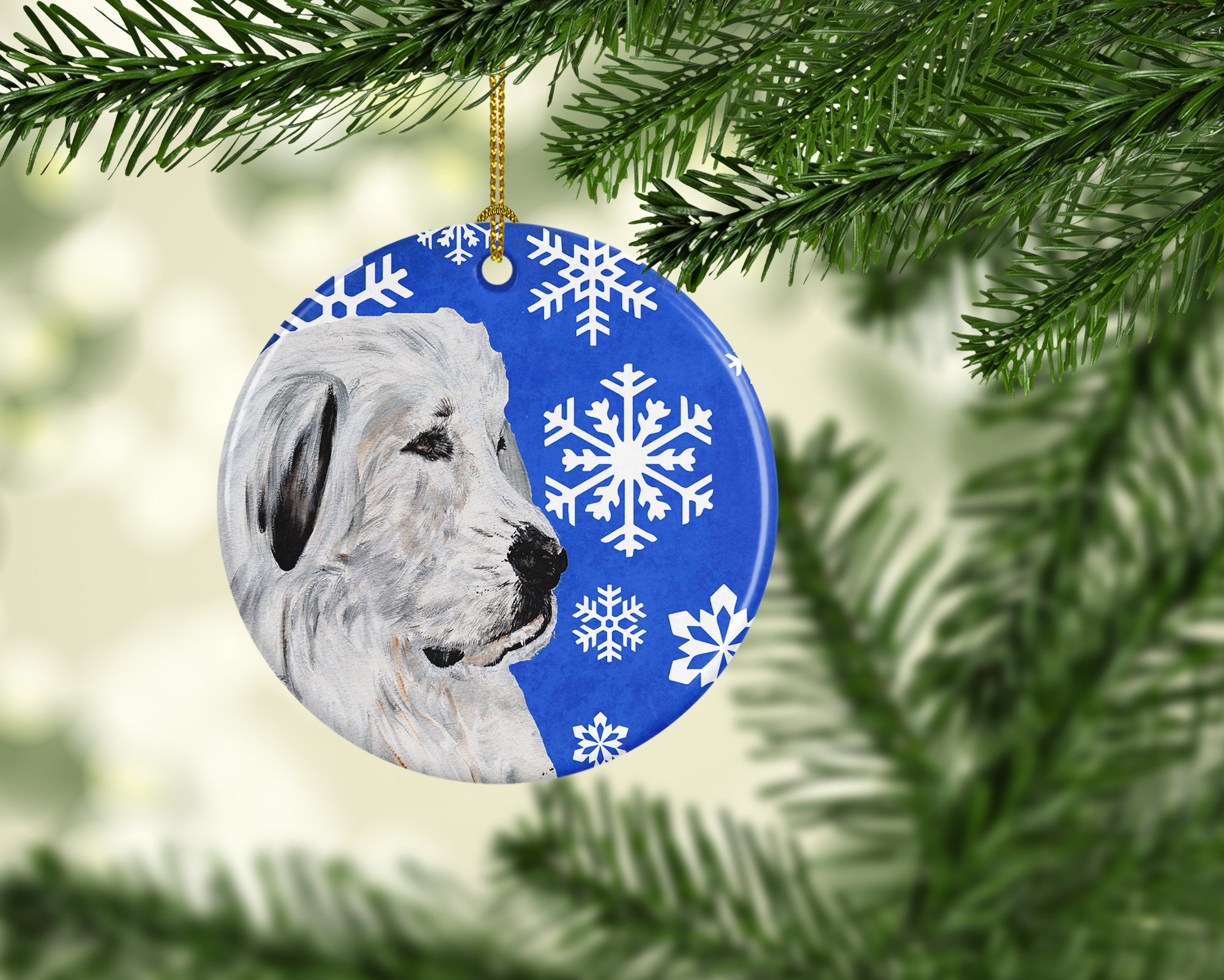Great Pyrenees Winter Snowflakes Ceramic Ornament SC9786CO1 - the-store.com
