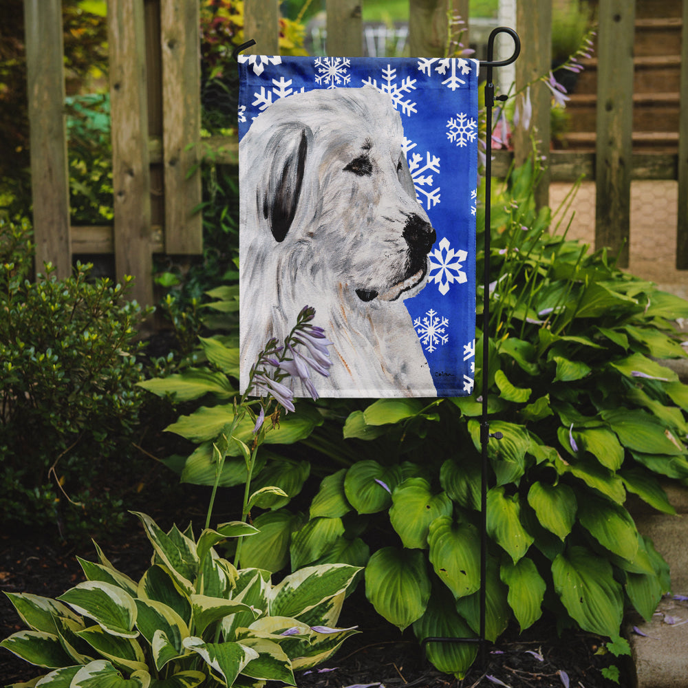 Great Pyrenees Winter Snowflakes Flag Garden Size SC9786GF  the-store.com.