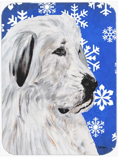 Great Pyrenees Winter Snowflakes Glass Cutting Board Large Size SC9786LCB by Caroline's Treasures