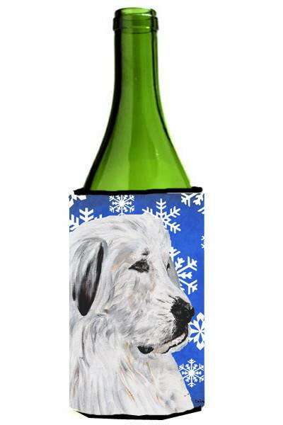 Great Pyrenees Winter Snowflakes Wine Bottle Beverage Insulator Hugger SC9786LITERK by Caroline&#39;s Treasures