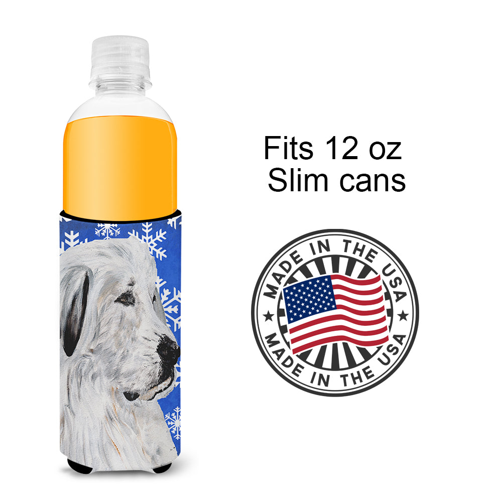 Great Pyrenees Winter Snowflakes Ultra Beverage Insulators for slim cans SC9786MUK.