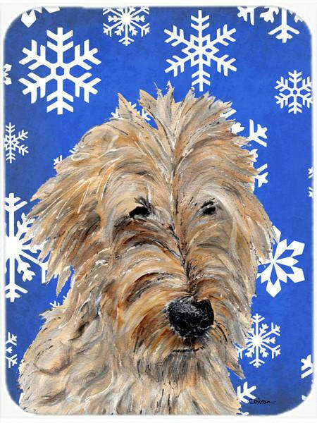 Golden Doodle 2 Winter Snowflakes Glass Cutting Board Large Size SC9787LCB by Caroline&#39;s Treasures