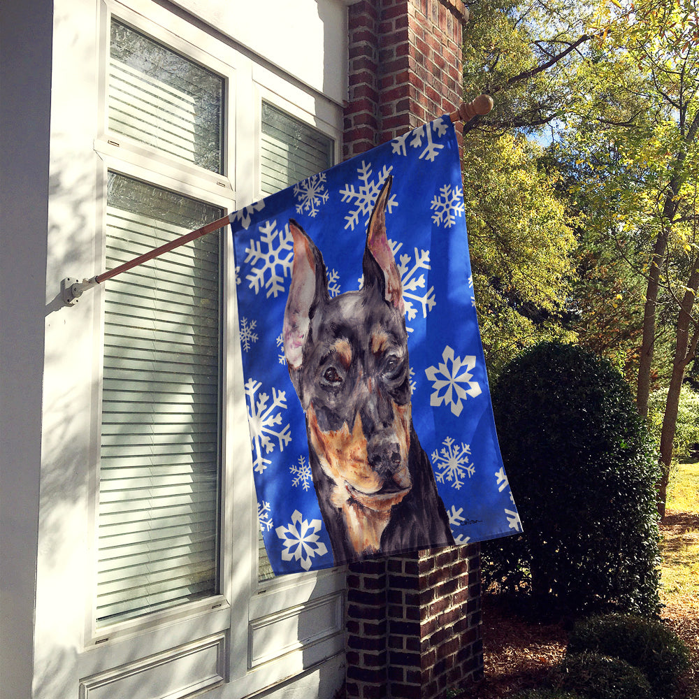 German Pinscher Winter Snowflakes Flag Canvas House Size SC9788CHF