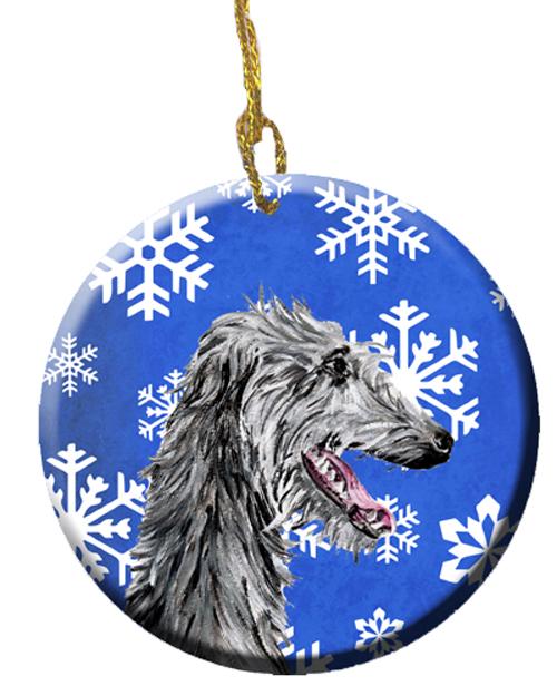 Scottish Deerhound Winter Snowflakes Ceramic Ornament SC9789CO1 by Caroline&#39;s Treasures