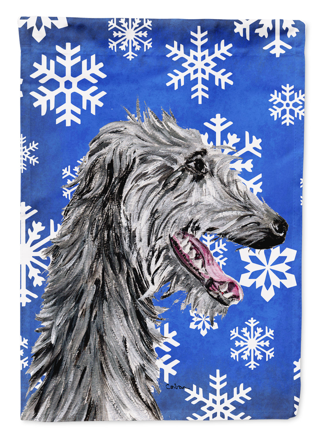 Scottish Deerhound Winter Snowflakes Drapeau Jardin Taille SC9789GF