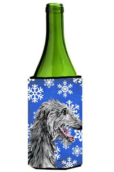 Scottish Deerhound Winter Snowflakes Wine Bottle Beverage Insulator Hugger SC9789LITERK by Caroline&#39;s Treasures