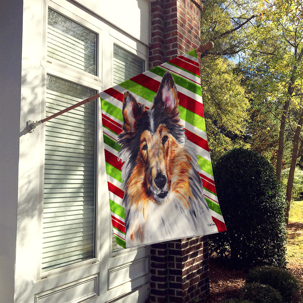 Collie Candy Cane Christmas Flag Canvas House Size SC9790CHF  the-store.com.