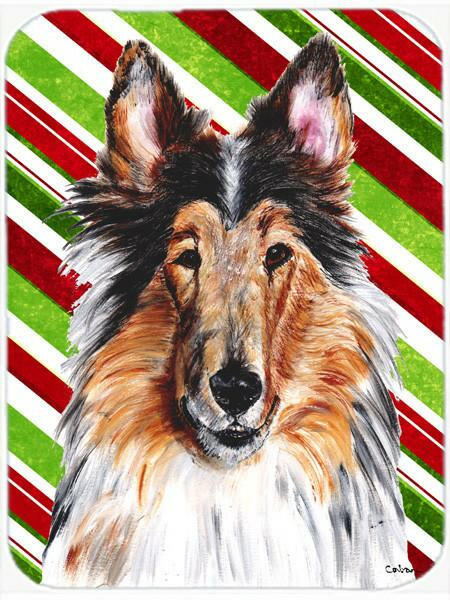 Collie Candy Cane Christmas Glass Cutting Board Large Size SC9790LCB by Caroline&#39;s Treasures