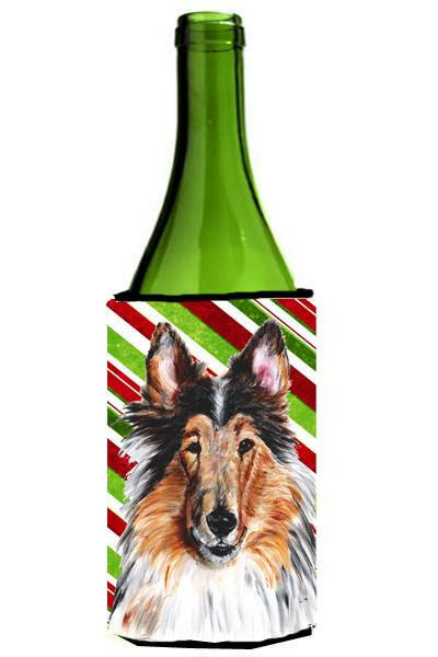 Collie Candy Cane Christmas Wine Bottle Beverage Insulator Hugger SC9790LITERK by Caroline&#39;s Treasures