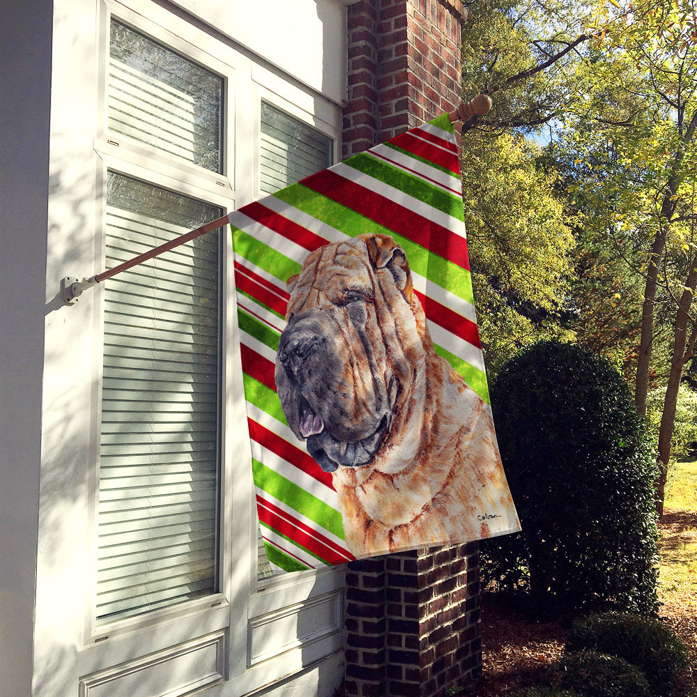 Shar Pei Candy Cane Christmas Flag Canvas House Size SC9791CHF