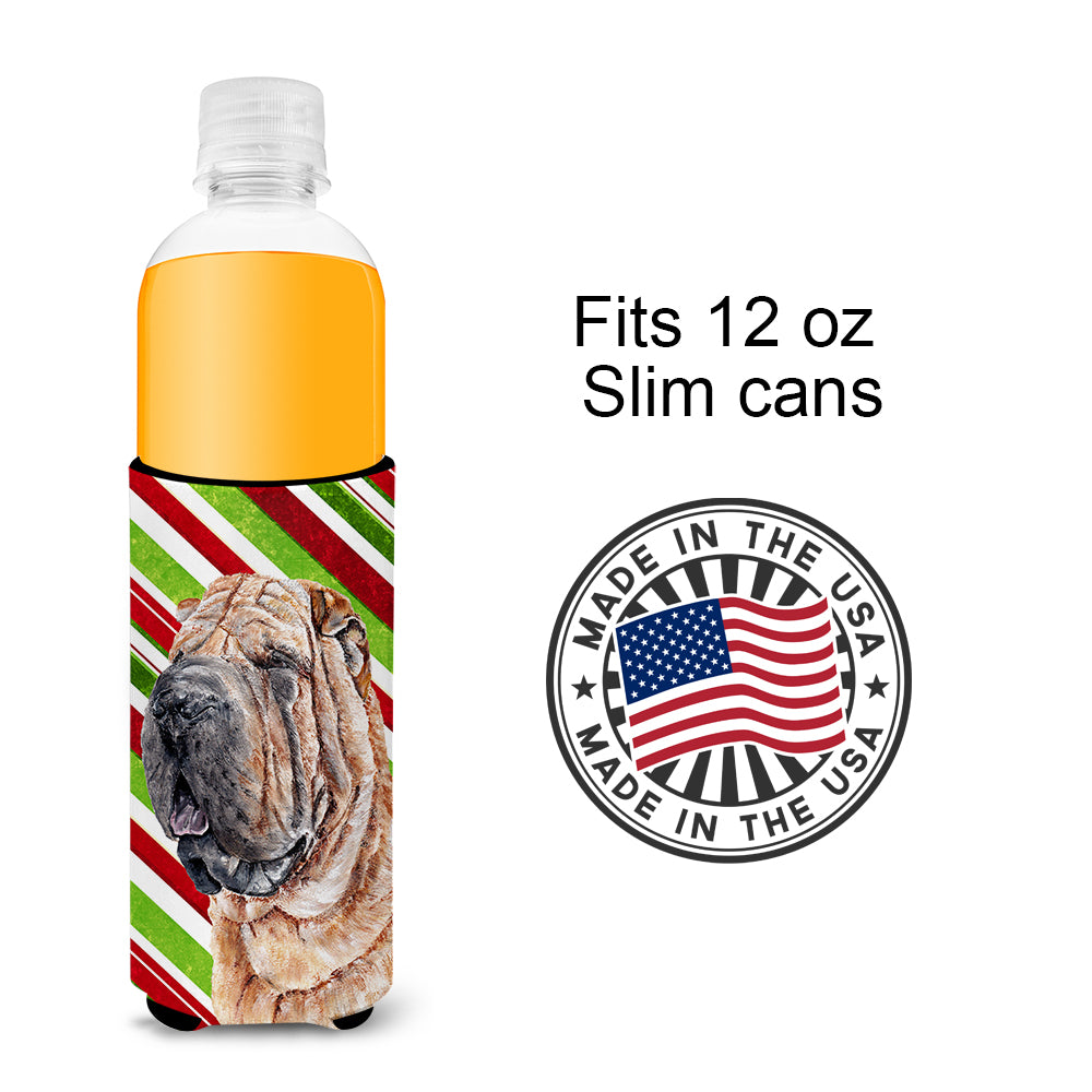 Shar Pei Candy Cane Christmas Ultra Beverage Insulators for slim cans SC9791MUK.