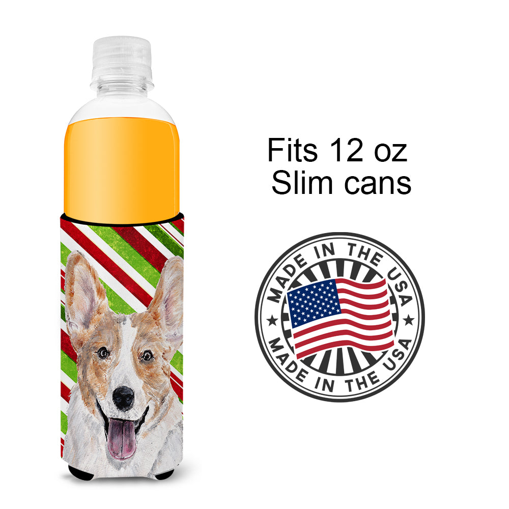 Cardigan Corgi Candy Cane Christmas Ultra Beverage Insulators for slim cans SC9792MUK.