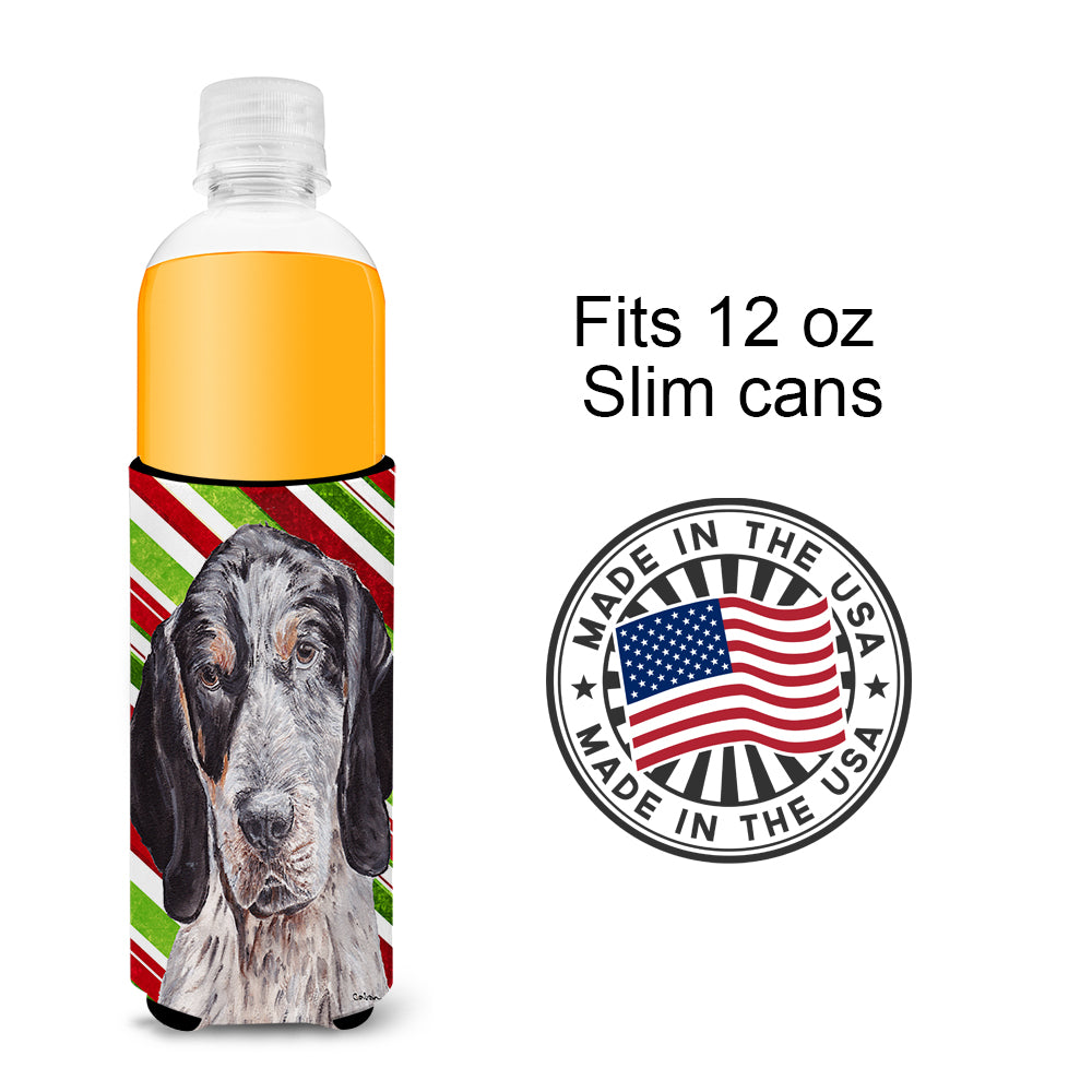 Caroline's Treasures Blue Tick Coonhound Candy Cane Christmas Slim Can Hugger – Fun & Functional Drink Coolers SC9793MUK