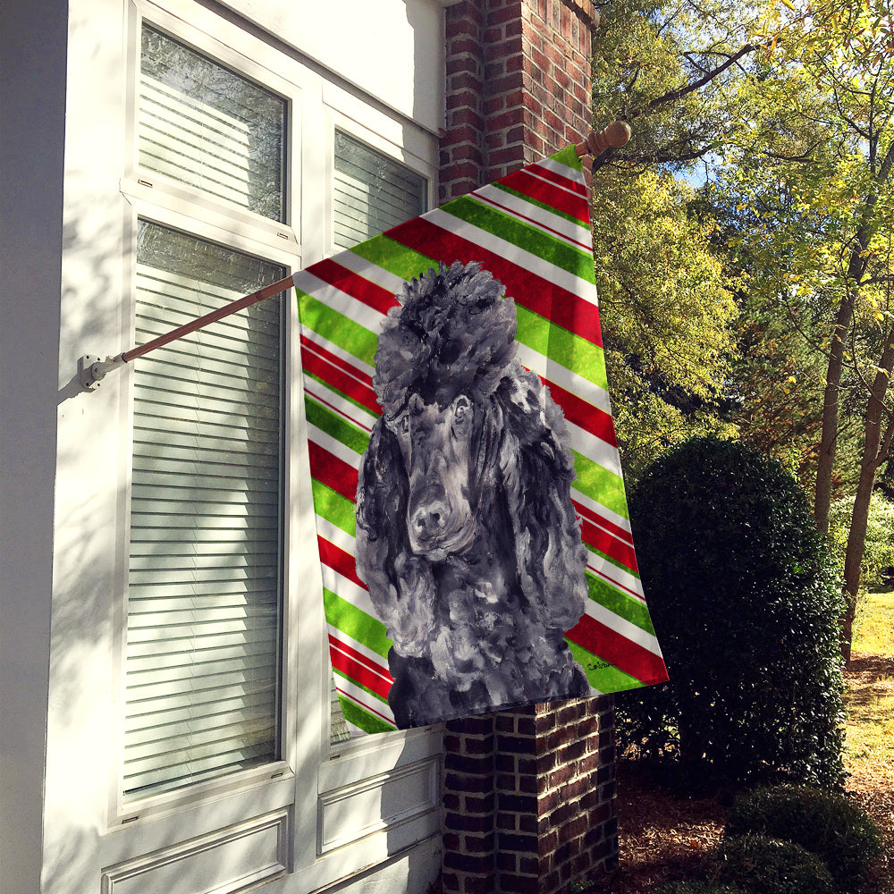 Black Standard Poodle Candy Cane Christmas Flag Canvas House Size SC9794CHF  the-store.com.