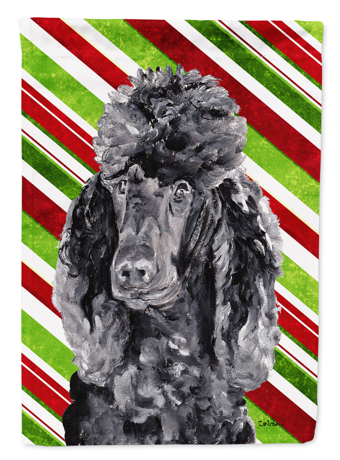 Caroline's Treasures Black Standard Poodle Candy Cane Christmas Garden Flag - Outdoor Decorative Yard Flag