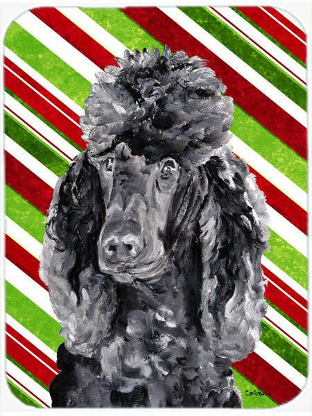 Black Standard Poodle Candy Cane Christmas Glass Cutting Board Large Size SC9794LCB by Caroline's Treasures