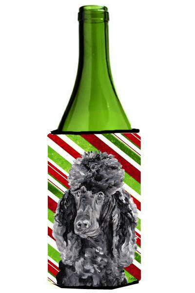 Black Standard Poodle Candy Cane Christmas Wine Bottle Beverage Insulator Hugger SC9794LITERK by Caroline's Treasures
