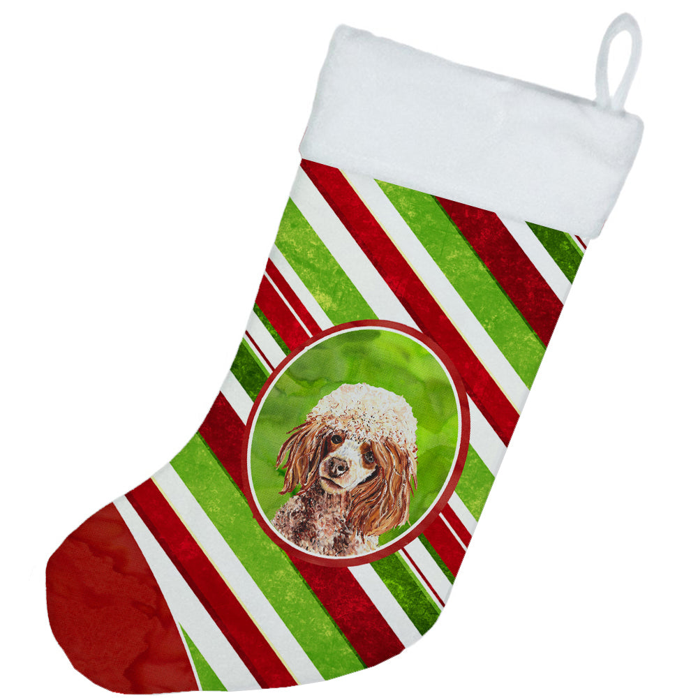 Red Miniature Poodle Candy Cane Christmas Christmas Stocking SC9795-CS