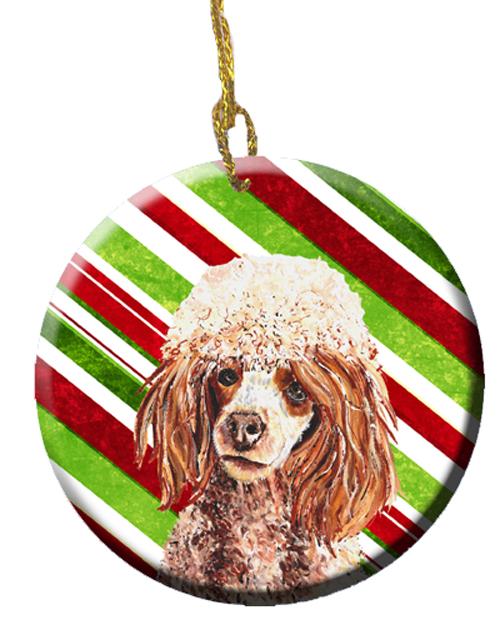 Red Miniature Poodle Candy Cane Christmas Ceramic Ornament SC9795CO1 by Caroline&#39;s Treasures