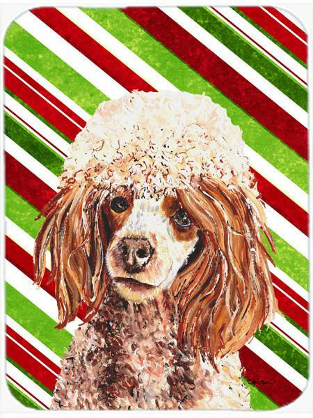 Red Miniature Poodle Candy Cane Christmas Glass Cutting Board Large Size SC9795LCB by Caroline&#39;s Treasures